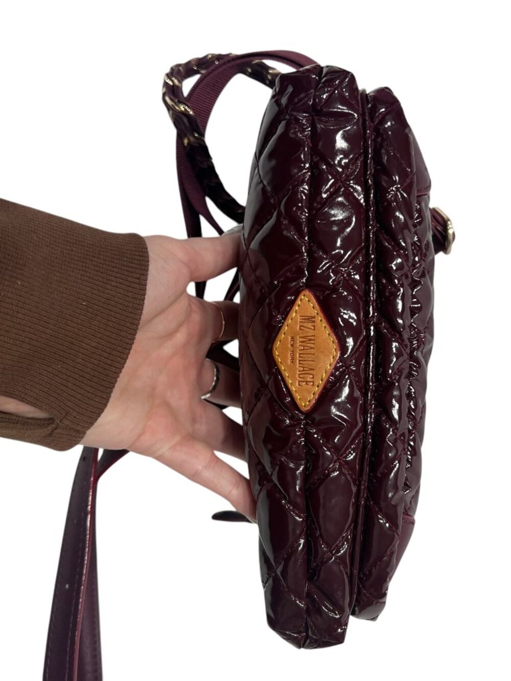 $335 MZ WALLACE Burgundy Red Downtown Crosby Patent Crossbody Shoulder Bag - Picture 10 of 10